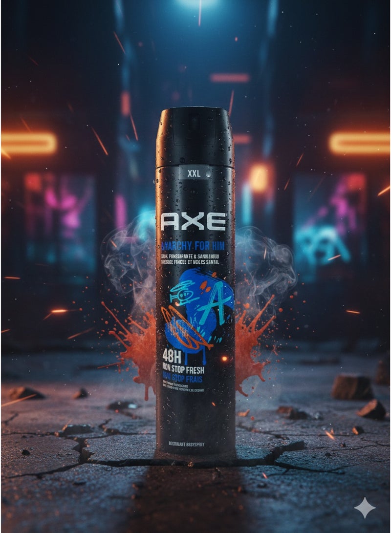 اكس براند بخاخ مزيل عرق أكس أناركي للرجال (AXE Anarchy For Him) - 250 مل - عطر خشبي وفاكهي جذاب - Image 2